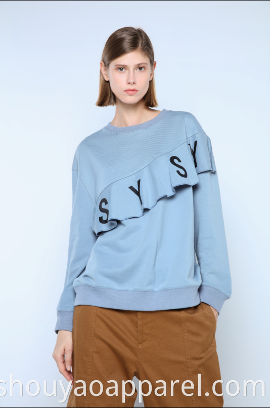 ladies sweatshirt with frills